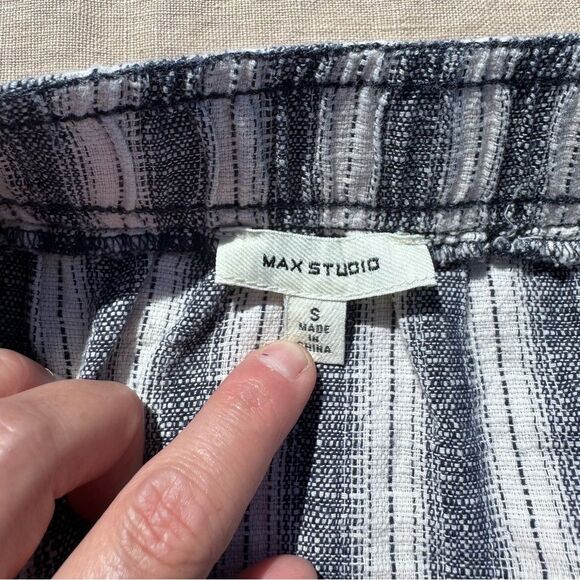 Max Studio Drawstring Pull On Skirt Size Small Blue White Stripe Coastal Casual - Picture 9 of 11